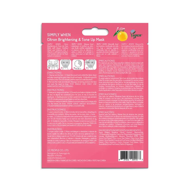 Masca Faciala Vegana Iluminatoare cu Niacinamide si Extract de Citrice Simply When Vegan 23 mililitri When