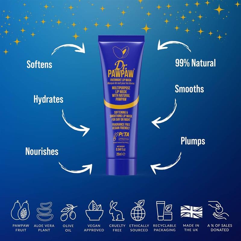 Masca Vegana de Noapte cu Peptide pentru Buze, Ochi si Fata 10 mililitri Dr.PawPaw