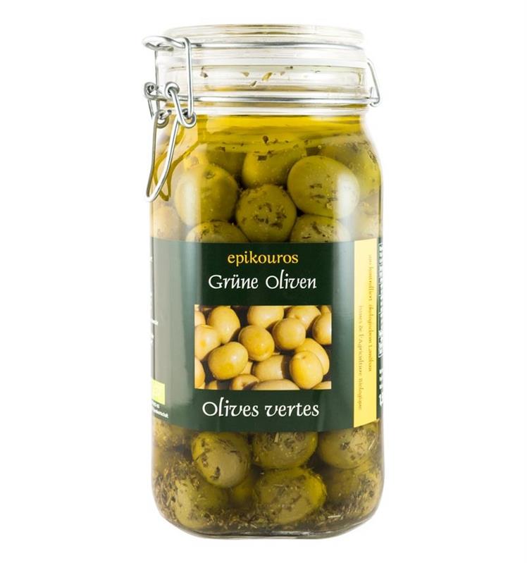 Masline Bio Verzi cu Samburi in Ulei Epikouros 1.55Kg