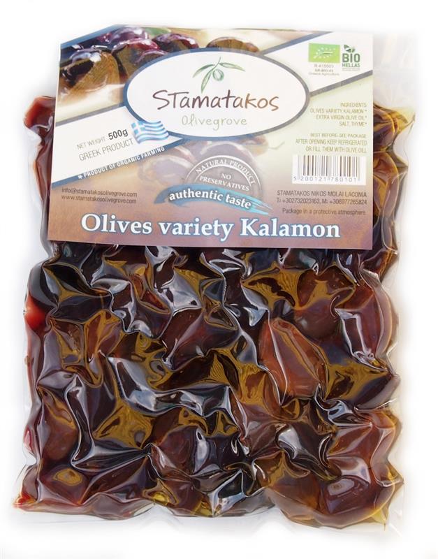 Masline Kalamata Vidate Bio 500gr Stamatakos