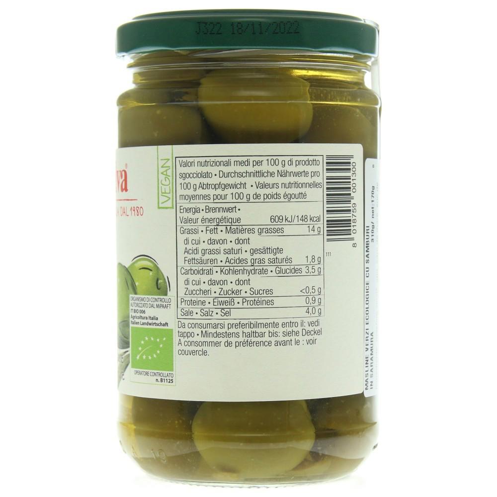 Masline Verzi cu Samburi in Saramura 310gr LaSelva