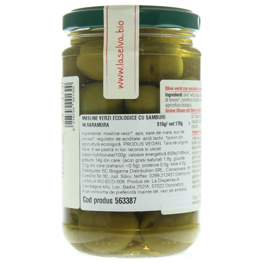 Masline Verzi cu Samburi in Saramura 310gr LaSelva