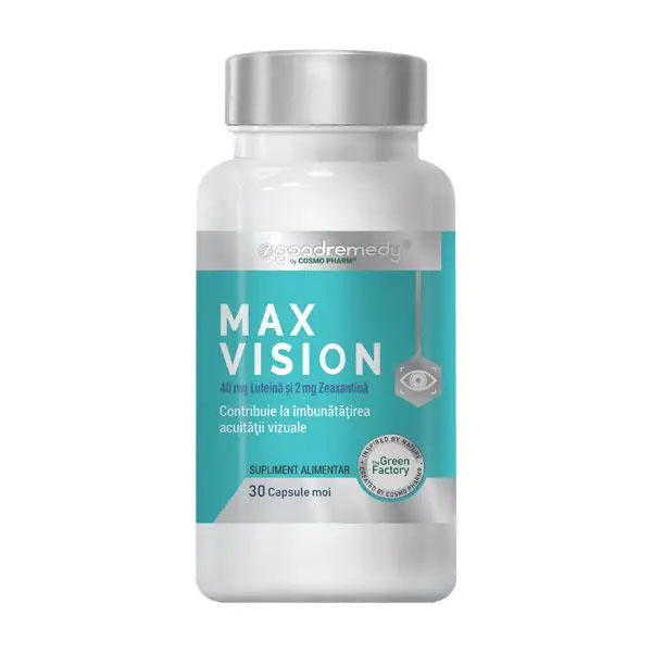 MAX VISION® – Luteina 40 miligrame si Zeaxantina 2 miligrame Sanatatea Ochilor 30 capsule Cosmo Pharm