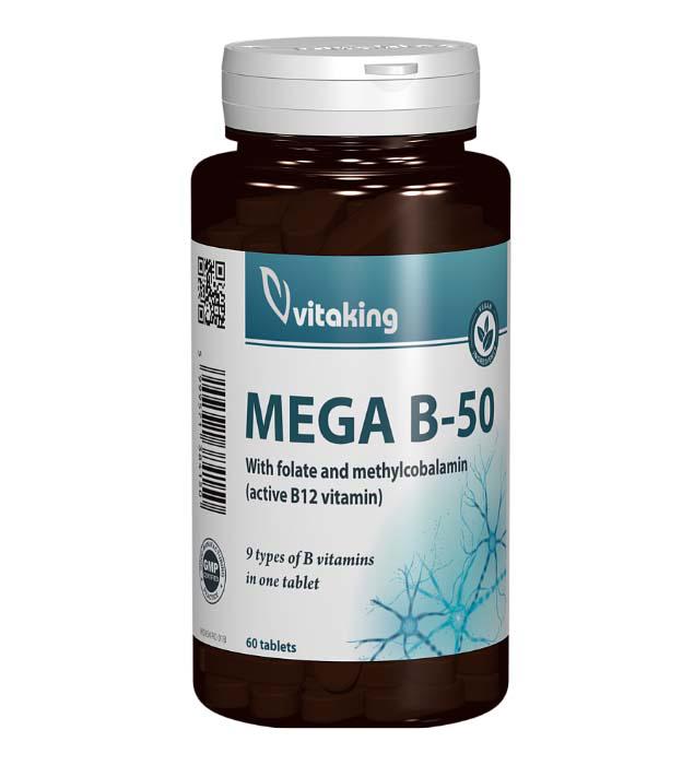 Mega B-50 cu Folat si Metilcobalamina 60 tablete Vitaking
