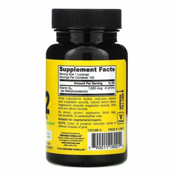 Methyl B-12 1000 micrograme Methylcobalamin 100 drajeuri Jarrow Formulas