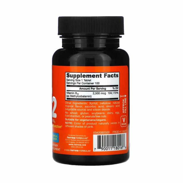 Methyl B-12 2500 micrograme Methylcobalamin 100 drajeuri Jarrow Formulas
