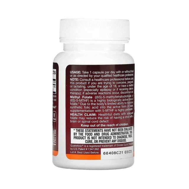 Methyl Folate (5-MTHF) 400 micrograme 60 capsule Jarrow Formulas