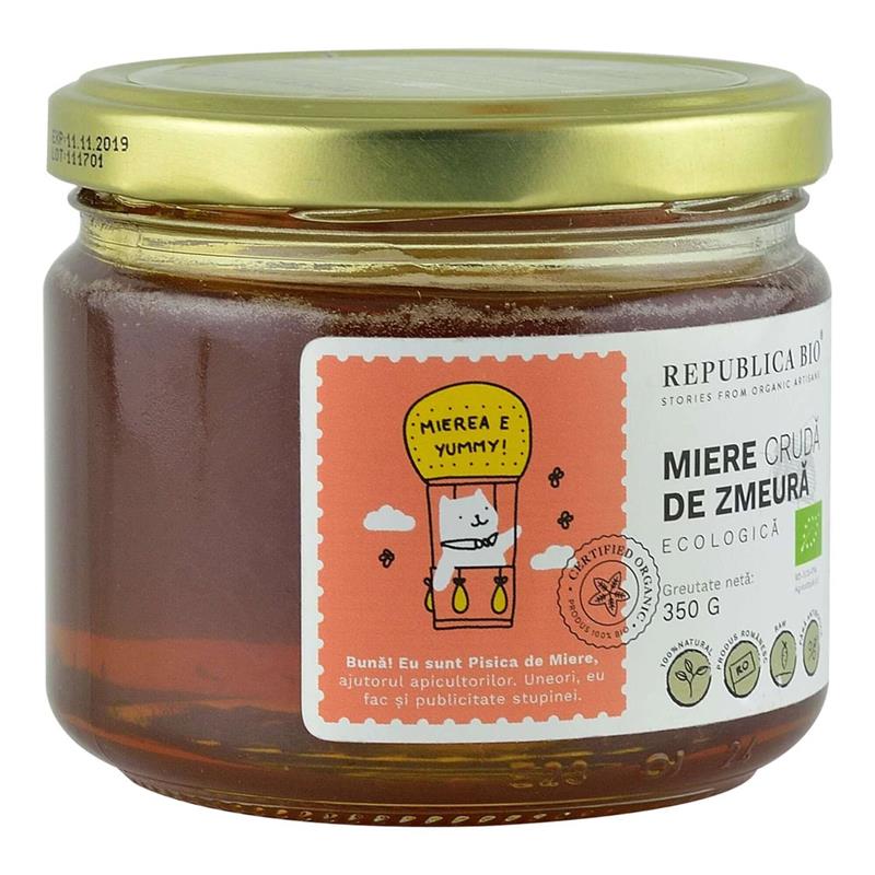 Miere Cruda de Zmeura Bio 350 grame Republica Bio