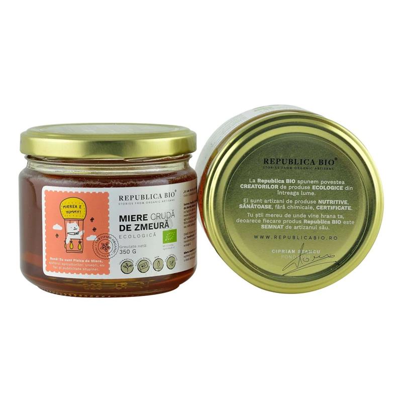 Miere Cruda de Zmeura Bio 350 grame Republica Bio
