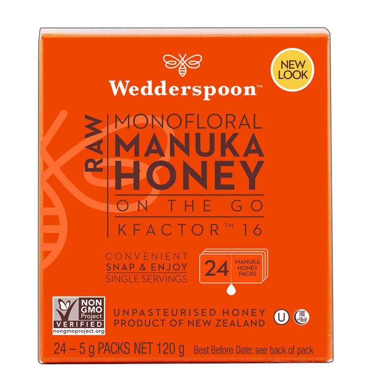 Miere de Manuka Activa 16+RAW  Wedderspoon 24 plicuri X 5gr