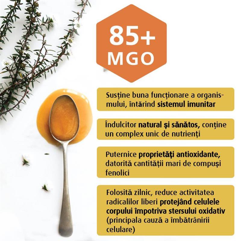 Miere de Manuka Poliflora Melora MGO 85+ 250gr New Zealand