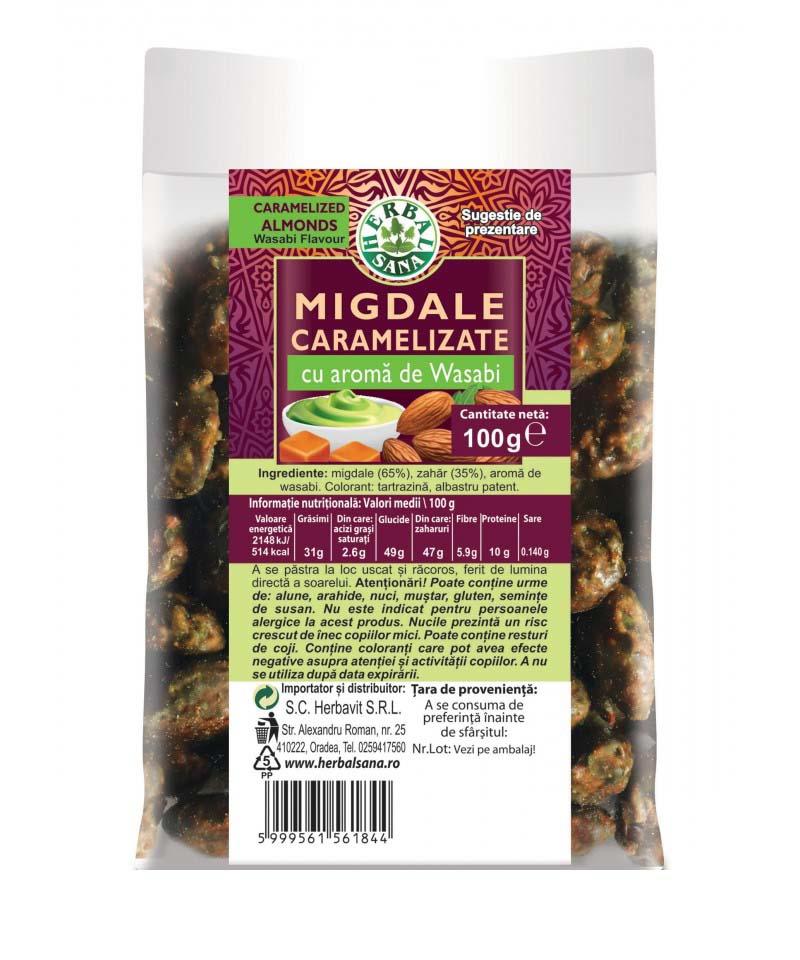 Migdale Caramelizate cu Aroma de Wasabi 100 grame Herbal Sana Herbavit