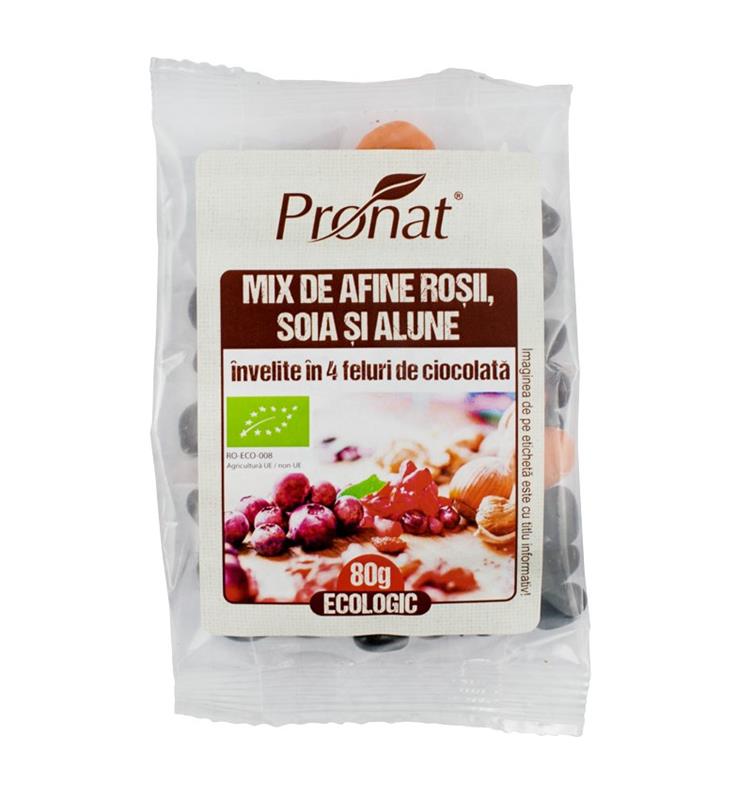 Mix de Afine Soia si Alune In 4 Feluri de Ciocolata Bio Pronat 80gr