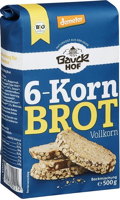 Mix de Faina Bio pentru Paine Integrala cu 6 Cereale Bauck Hof 500gr