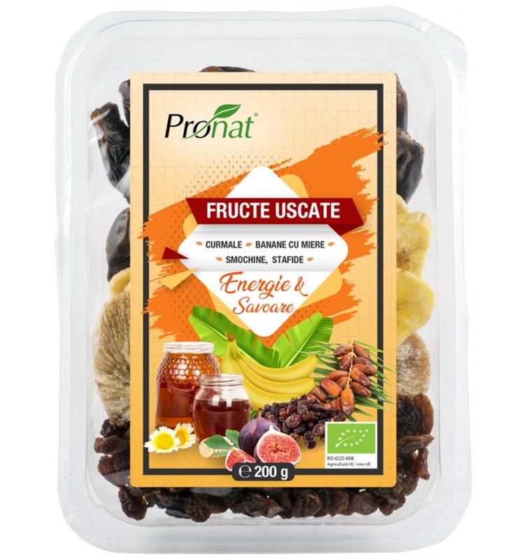 Mix de Fructe Uscate Energie si Savoare Bio 200gr Pronat