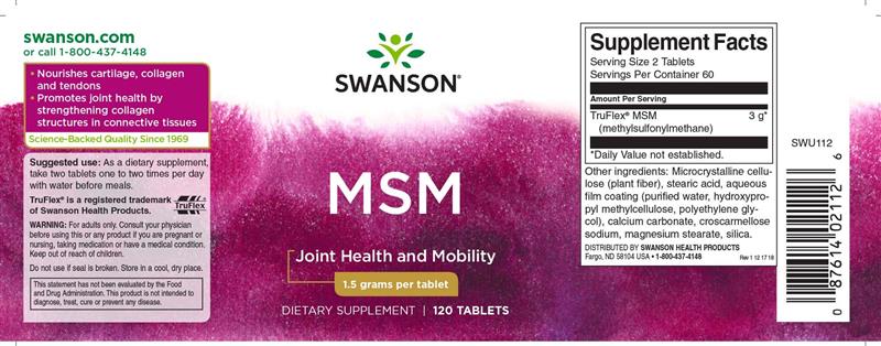 MSM TruFlex 3000 miligrame 120 capsule Swanson