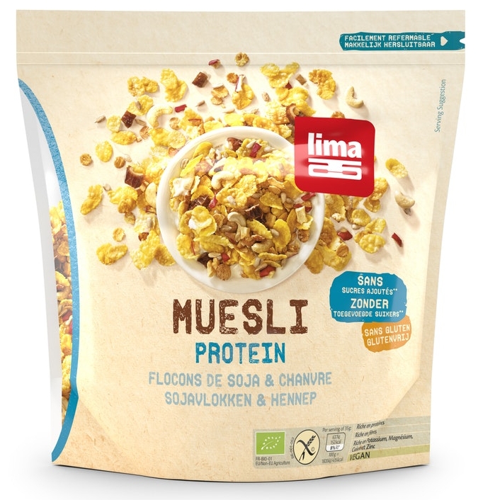 Muesli Proteic cu Soia si Canepa Fara Gluten Bio 350gr Lima