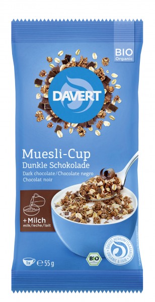Musli cu Ciocolata Neagra Cup Bio 55gr Davert