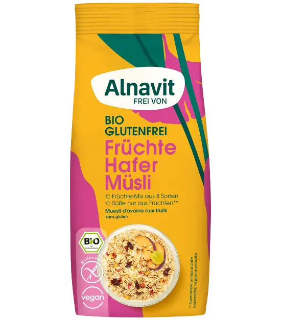 Musli cu Ovaz si Fructe Fara Gluten Bio 350 grame Alnavit