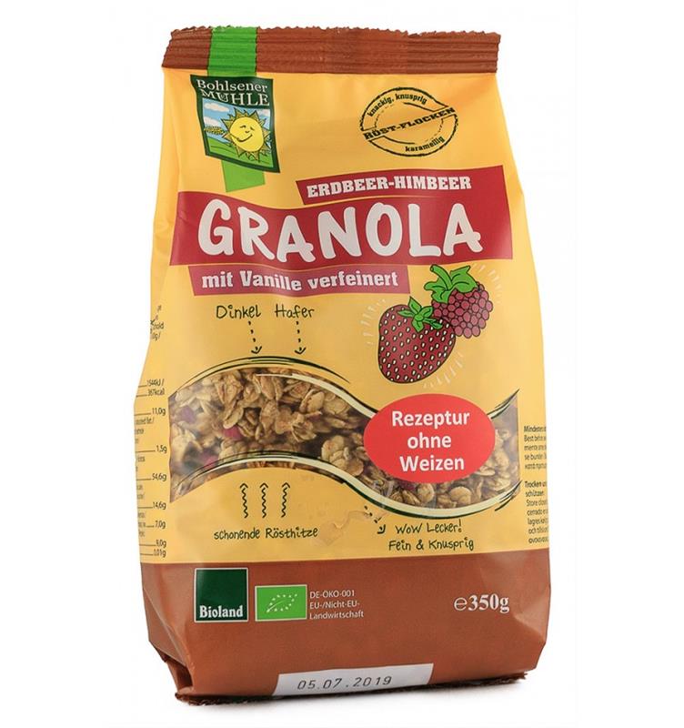 Musli cu Zmeura si Capsuni Granola Bio 350gr Bohlsener Muhle