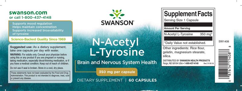 N-Acetyl L-Tyrosine 350 miligrame 60 capsule Swanson