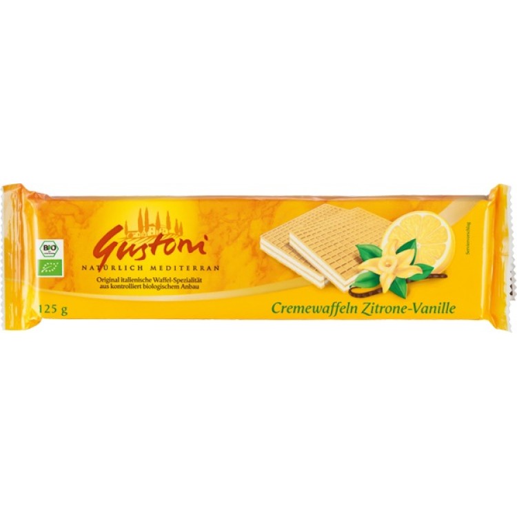 Napolitane Bio cu Crema de  Lamaie si Vanilie Gustoni 125gr