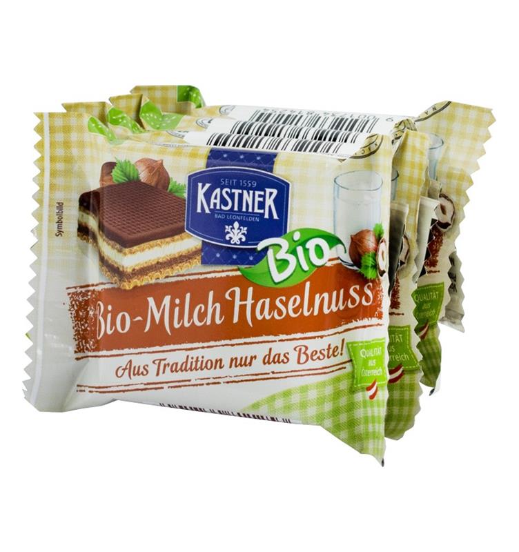 Napolitane cu Lapte si Alune Bio 100 grame Kastner