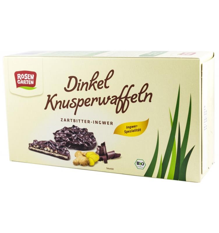 Napolitane din Grau Spelta cu Ghimbir Invelite in Ciocolata Neagra Bio 120gr Rosen Garten