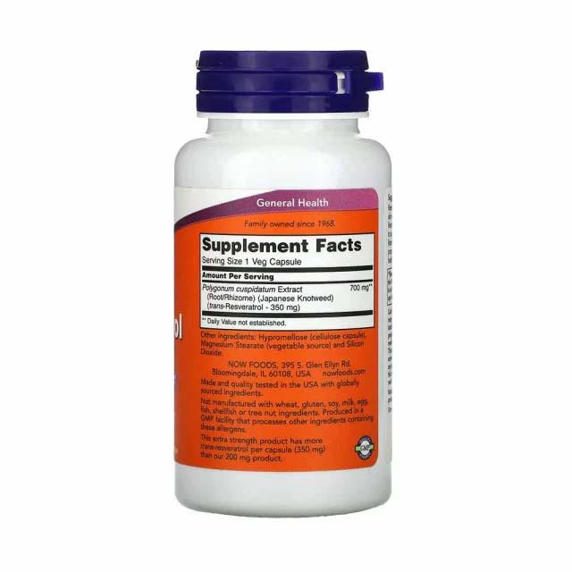 Natural Resveratrol Extra Strength 350 miligrame 60 capsule Now Foods