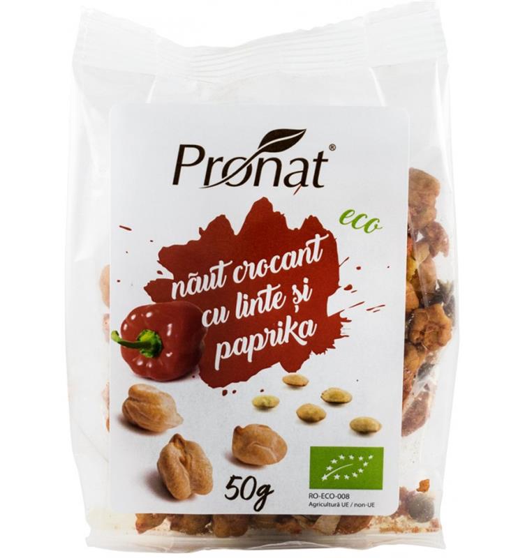 Naut Crocant cu Paprika Afumata si Linte Bio 50 grame Pronat