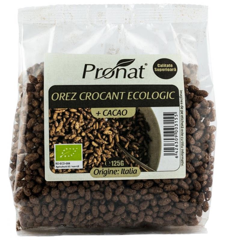 Orez Expandat Crocant Bio cu Cacao Pronat 125gr