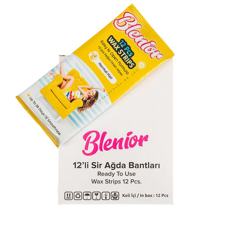 Pachet 12 Seturi Benzi Depilatoare cu Ceara Rece Pentru Corp, Par Normal 12 bucati Blenior