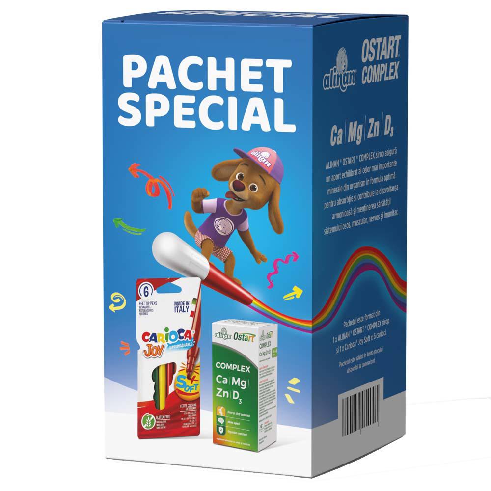Pachet Alinan Ostart Complex Ca Mg Zn D3 Sirop 200 mililitri cu Carioca Joy Superwashable Fiterman