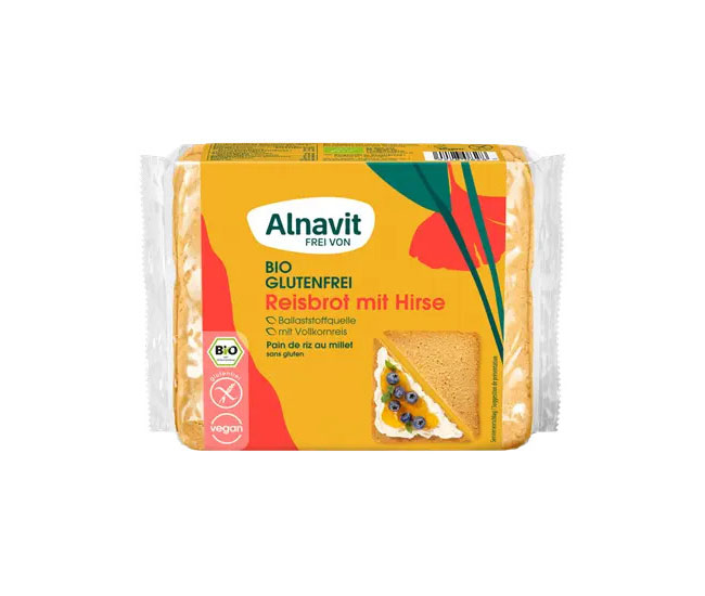 Paine cu Orez si Mei Fara Gluten Bio 375 grame Alnavit