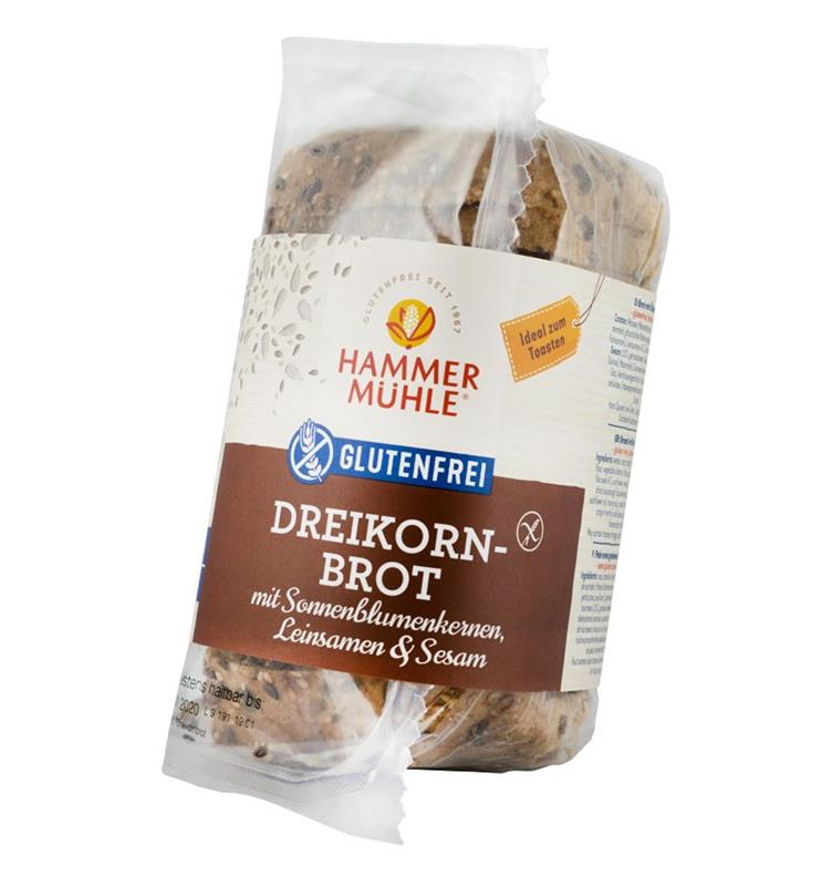 Paine din Trei Cereale cu Seminte de Floarea Soarelui, In si Susan 300gr Hammer Muhle