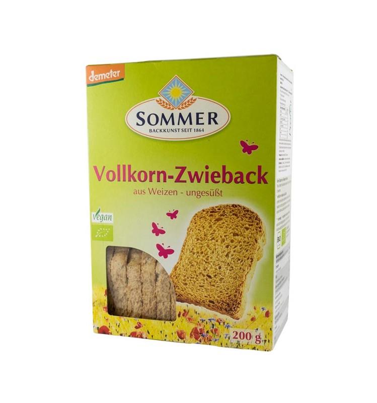 Paine Integrala Bio din Grau Crocanta Neindulcita Sommer 200gr