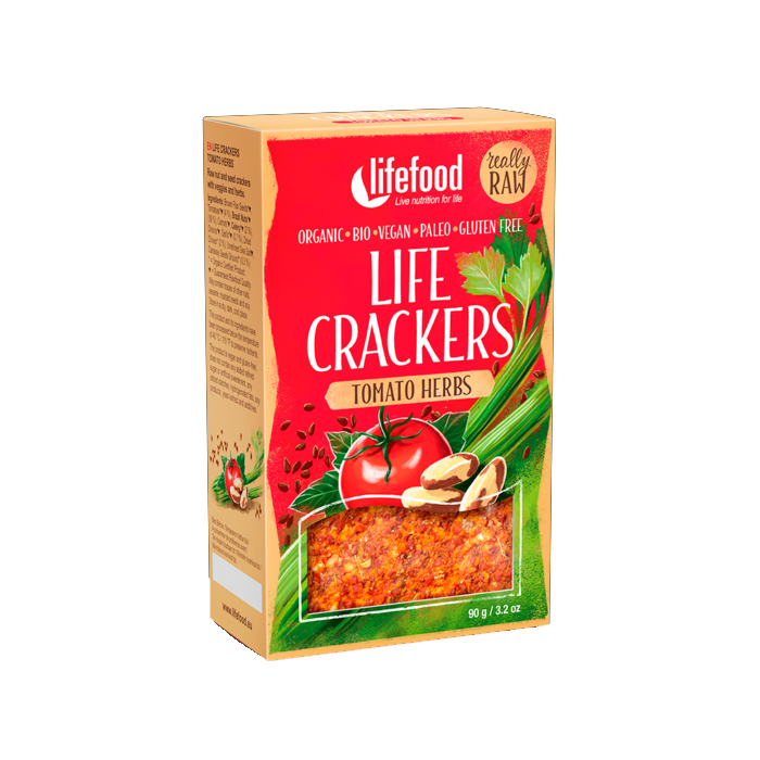 Paine Raw cu Rosii si Ierburi Bio Lifefood 90gr