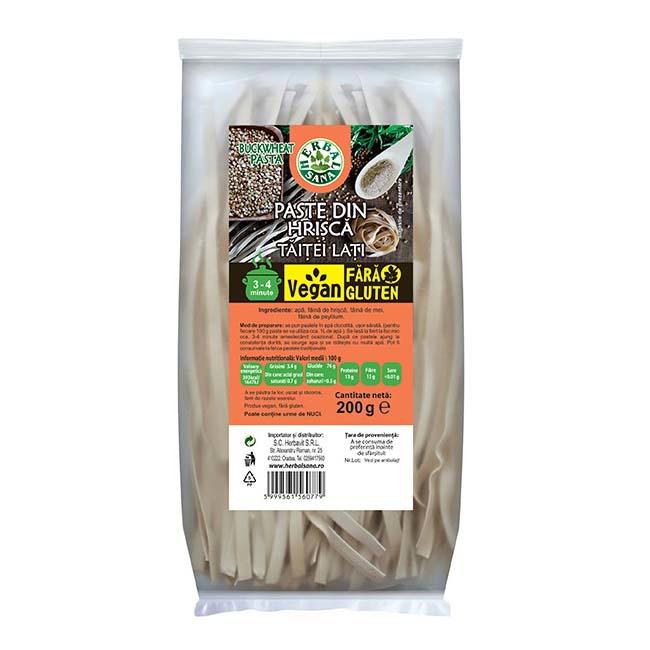 Paste din Hrisca Taitei Lati Vegan Fara Gluten 200 grame Herbal Sana Herbavit