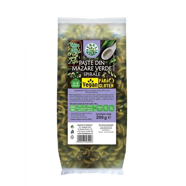 Paste din Mazare Verde Spirale Vegan Fara Gluten 200 grame Herbal Sana Herbavit