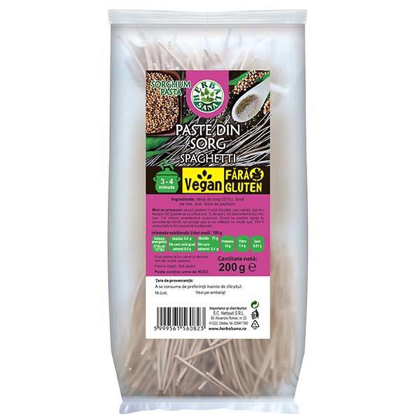 Paste din Sorg Spaghetti Vegan Fara Gluten 200 grame Herbal Sana Herbavit