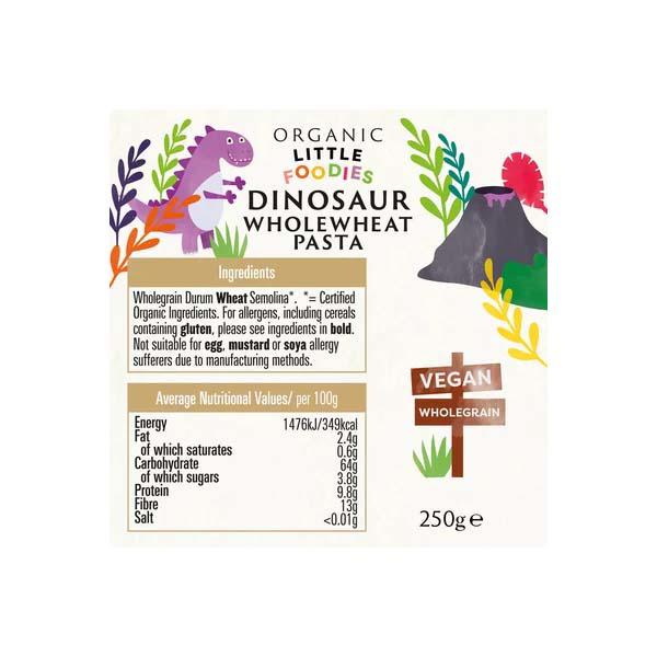 Paste Dinozauri din Grau Integral pentru Copii Eco 250 grame Biona