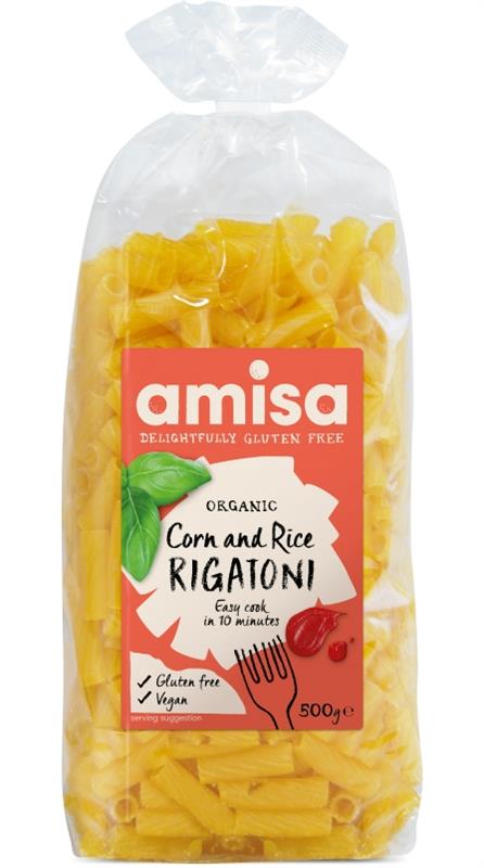 Paste Rigatoni din Orez si Porumb Fara Gluten Bio Amisa 500gr
