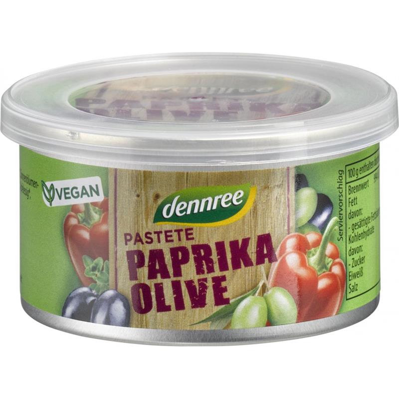 Pateu Vegetal cu Ardei si Masline Bio 125 grame Dennree