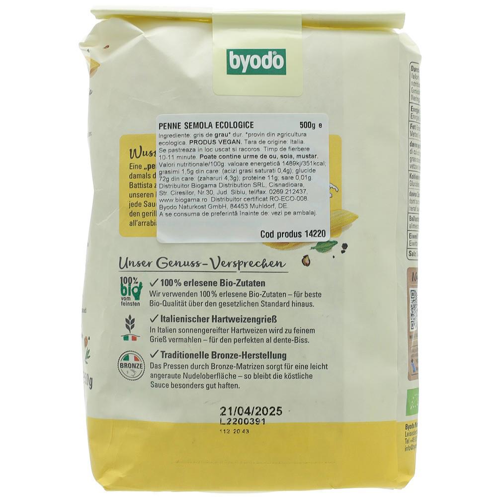 Penne Semola Eco 500 grame Byodo