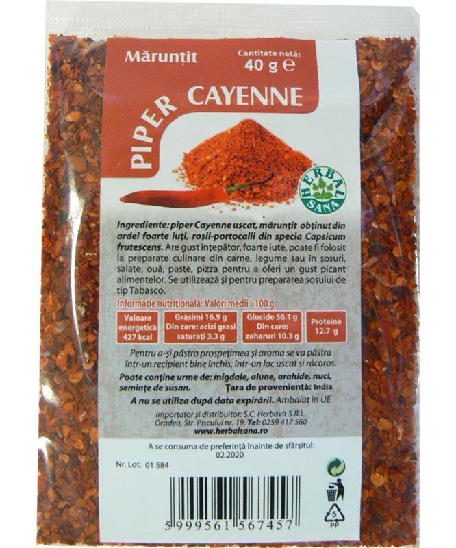 Piper Cayenne Maruntit 40gr Herbavit