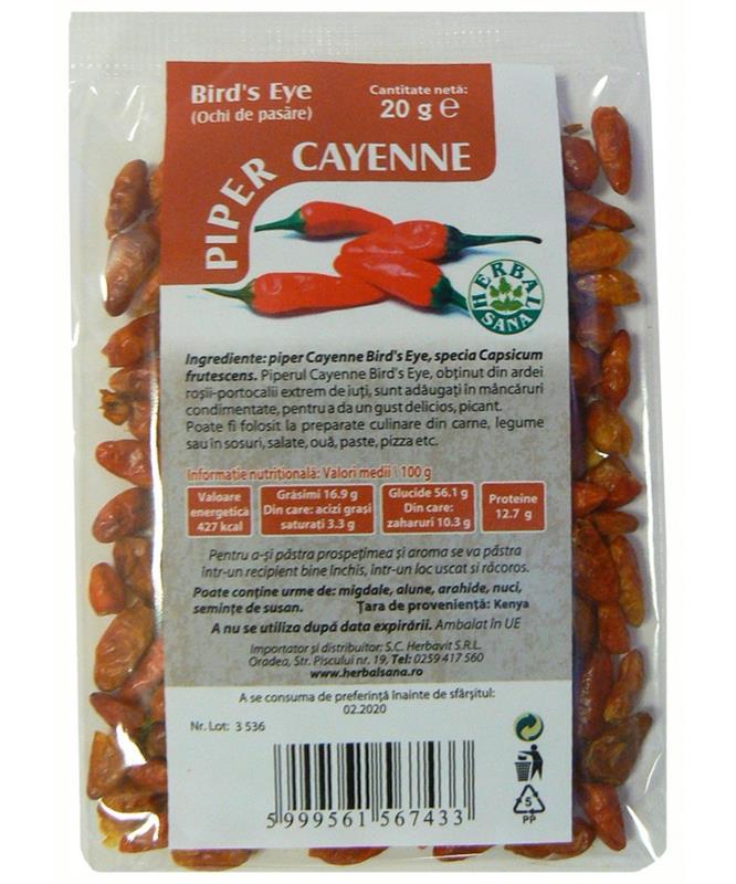 Piper Cayenne (Ochi de Pasare) 20gr Herbavit
