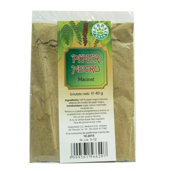 Piper Negru Macinat Herbavit 40gr