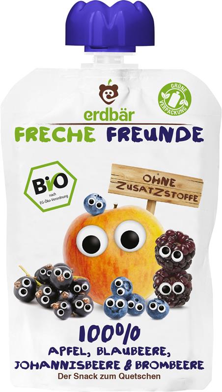 Piure de Mere, Afine, Coacaze si Mure Bio 100gr Erdbar