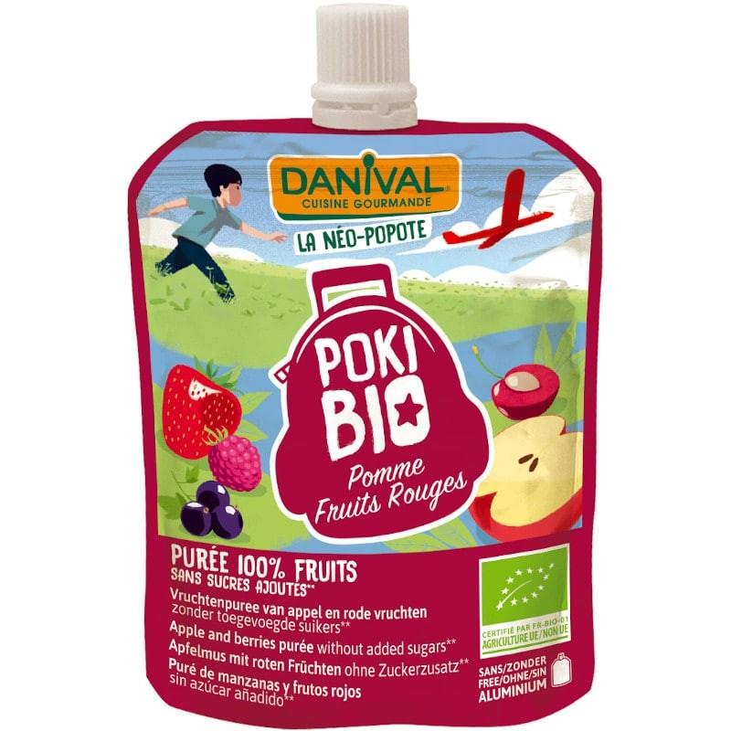 Piure de Mere, Fructe Rosii si Coacaze Negre Bio 90 grame Danival