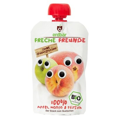 Piure de Mere, Mango si Piersici Bio Erdbar 100gr
